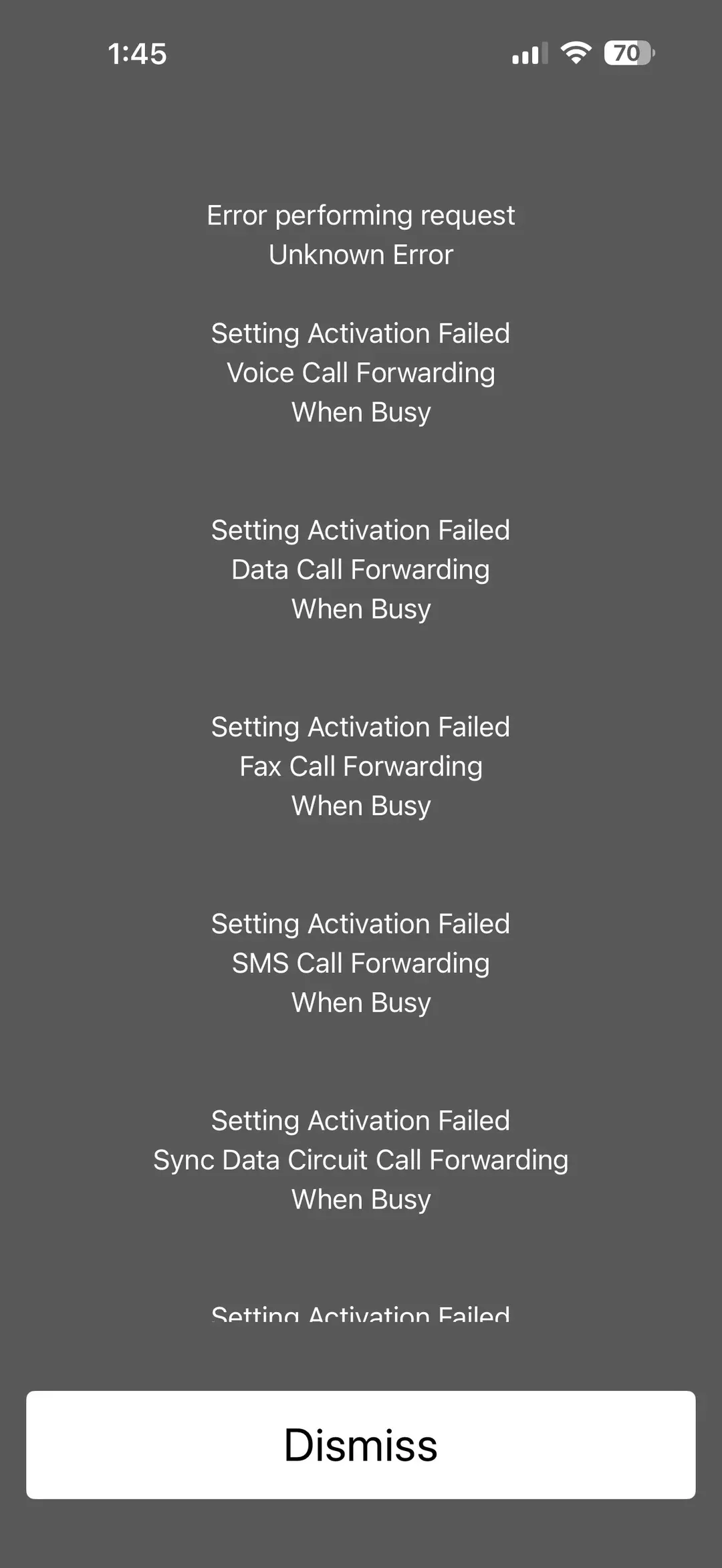 Failure message: Error performing request, Setting Activation Failed