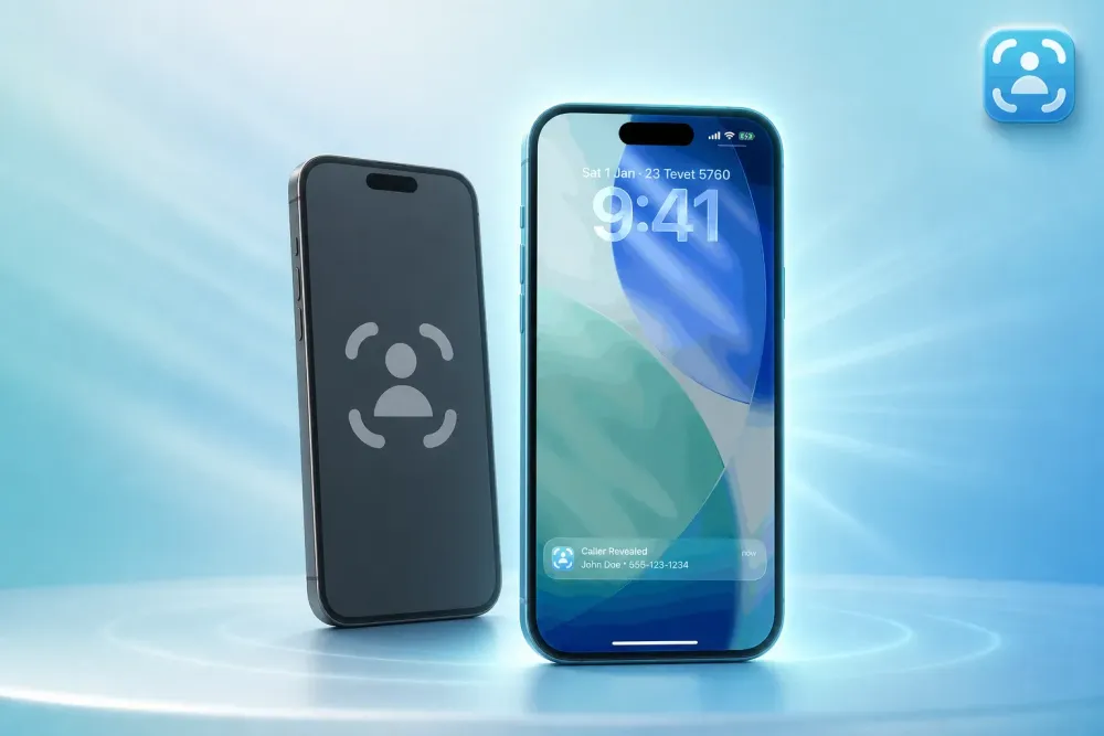 TrueCaller vs Traceback comparison showing two iPhones side by side, with Traceback revealing hidden and No Caller ID calls that TrueCaller cannot unmask
