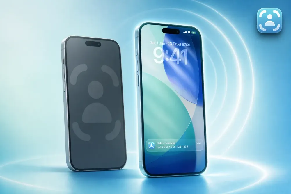 Split comparison of Mr. Number versus Traceback app revealing hidden and No Caller ID calls on iPhone